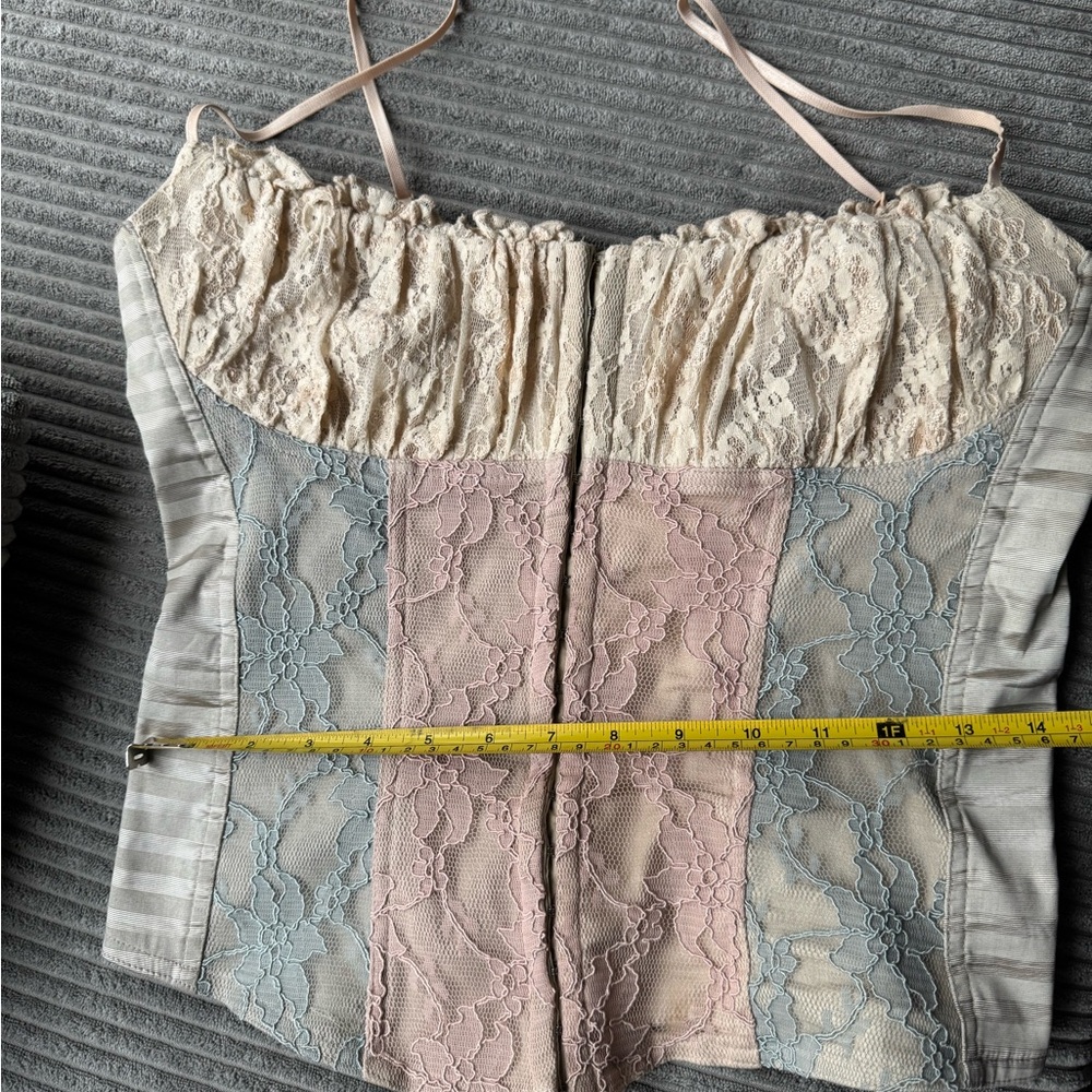 Casadie Y2K vintage corset lace top blue cream Pink - Picture 6 of 14